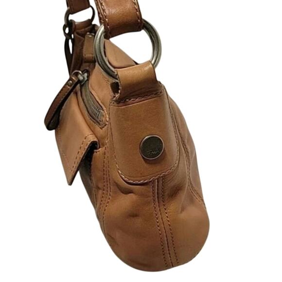 Vintage Fossil Leather Hanover Hobo Shoulder Bag Saddle Brown Purse Zip Closure - Picture 8 of 10